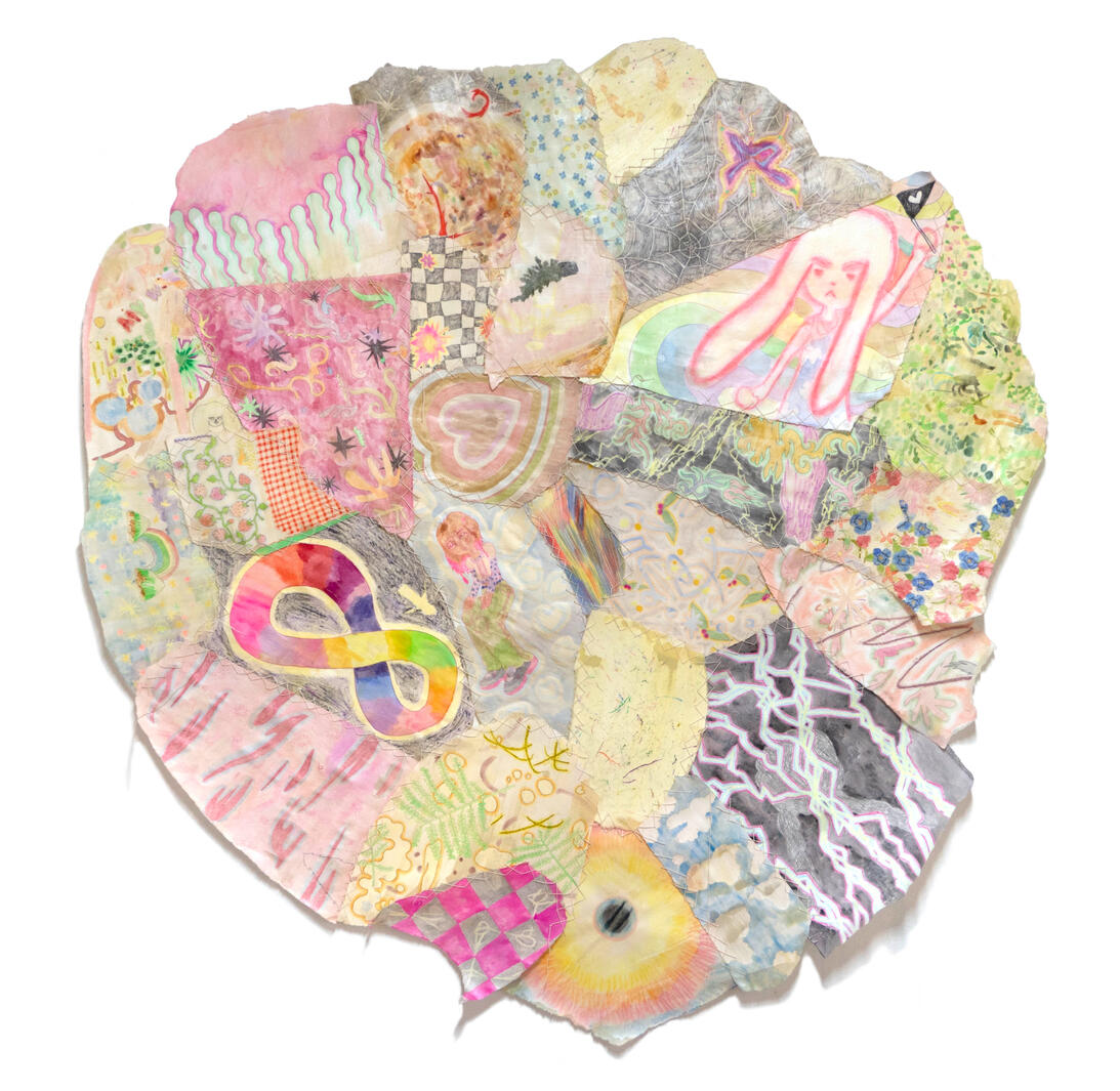 🌟 I am Loved, 130 x 128cm, Mixed media, linen thread Beeswax on paper, 2021