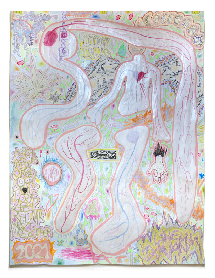 🌟 70% blood and 30% you, 197 x 150 cm, Mixed media on paper, 2021