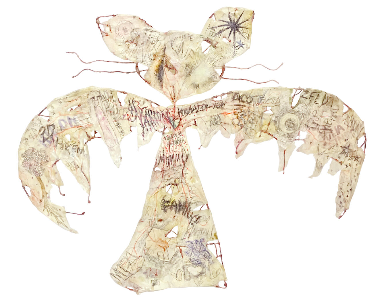 Wing Makers, 35 x 41 cm, Mixed media, beeswax on wire, paper, 2024