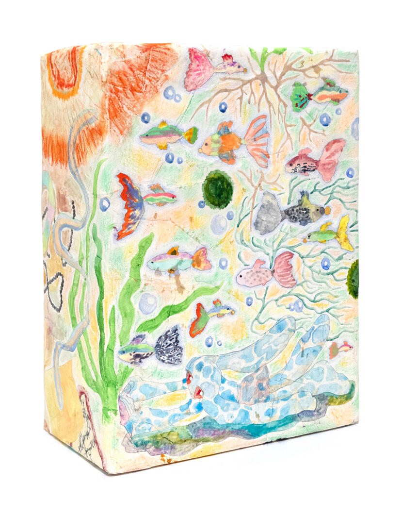 BOX layer-99, 26 x 36 x 13.5 cm, Mixed media on CardBoard, 2022