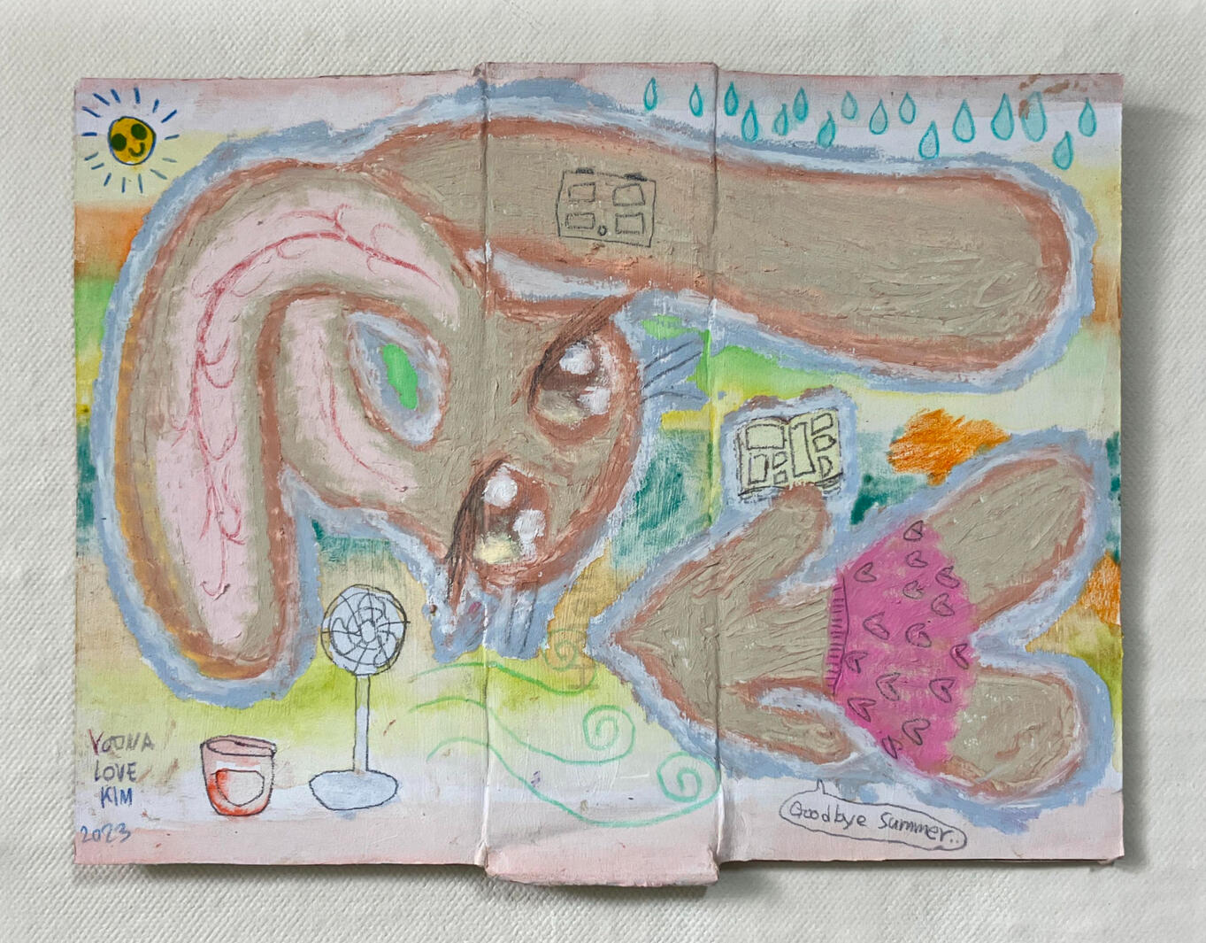 Goodbye Summer, 20x26.5cm, mixed media on cardboard, 2023