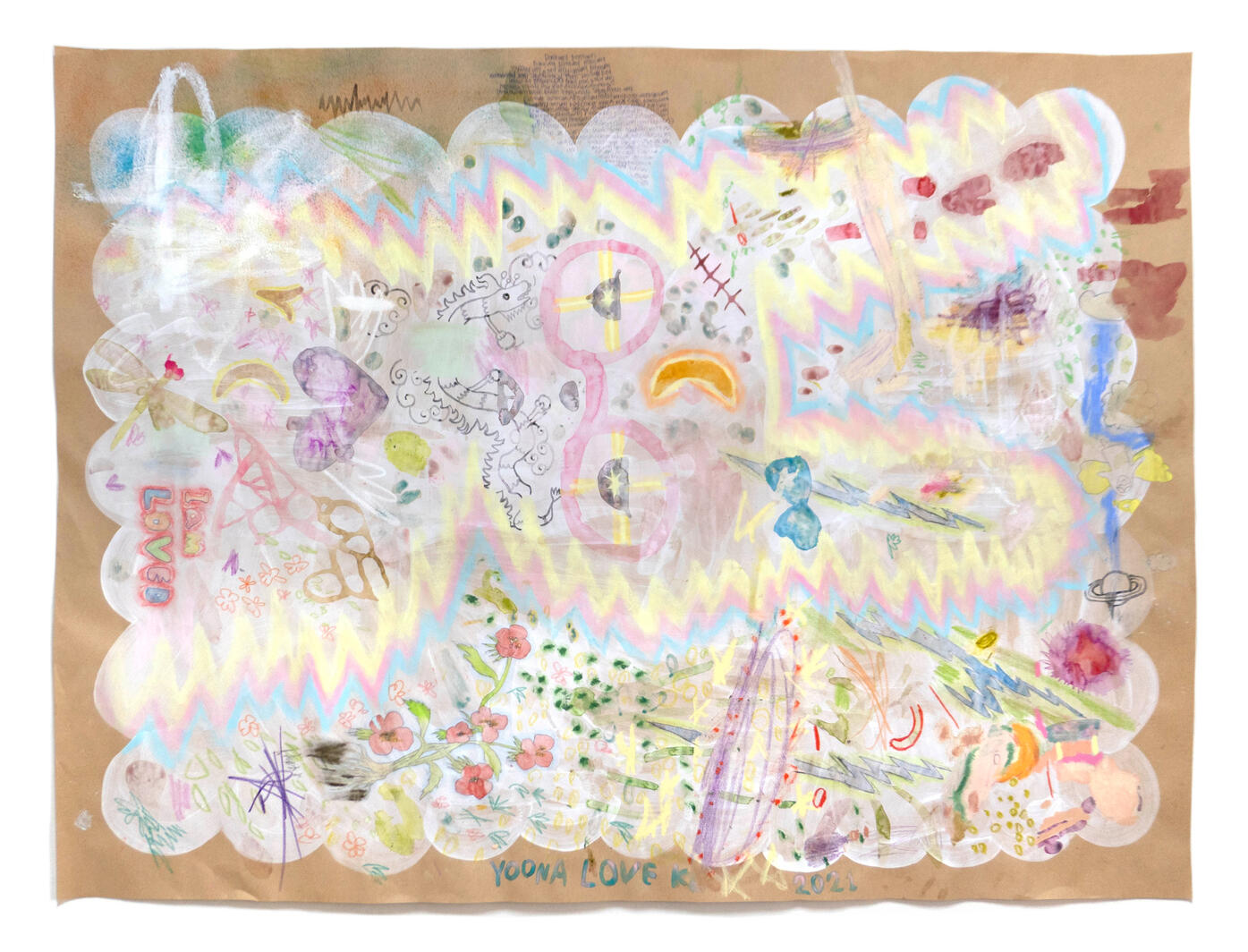 Rabbit with a dragon tattoo, 59.4 x 84.1 cm, Mixed media on paper, 2020