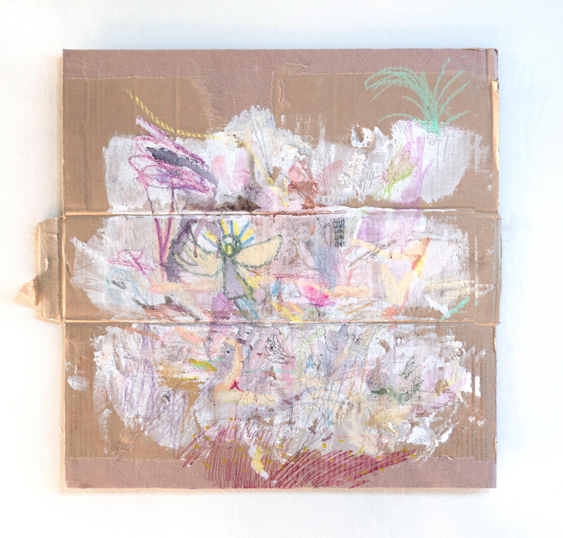 🌟 Angel in mud, 55 x 52 cm, Mixed media on cardboard, 2020