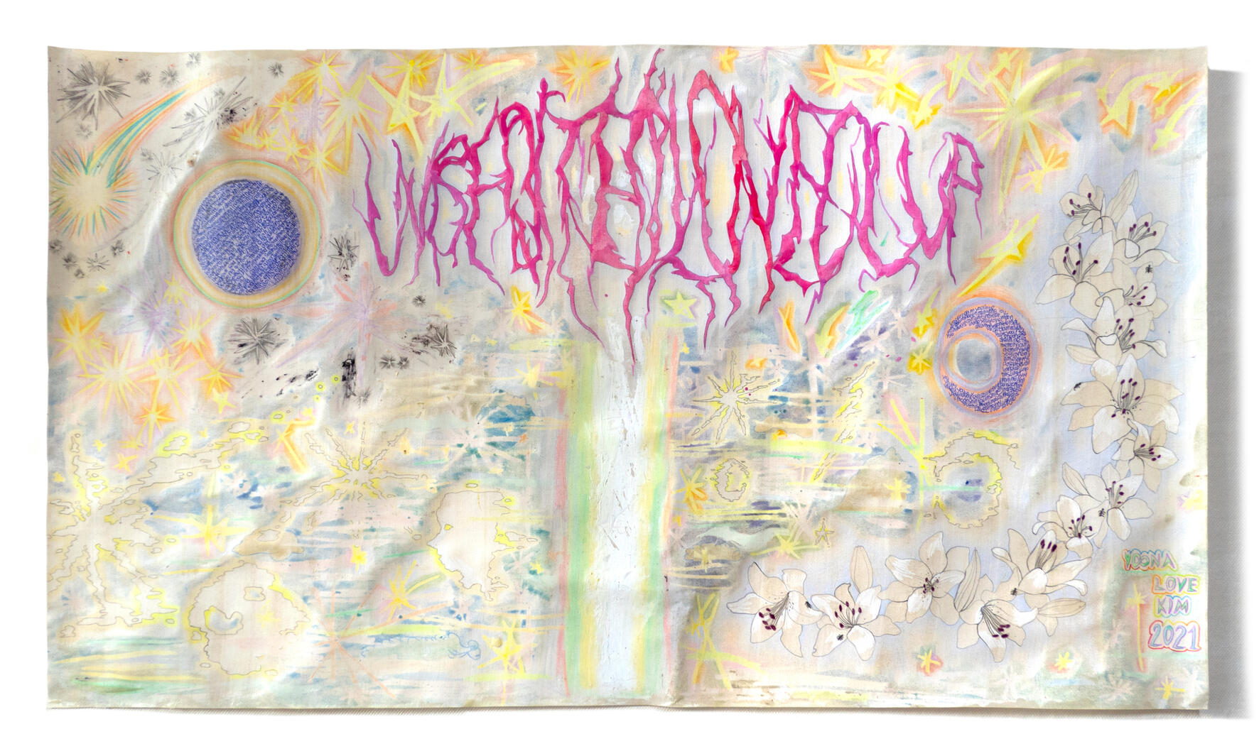 Moon Unrequited Love Club, 45 x 80 cm, Mixed media, Beeswax on paper, 2021