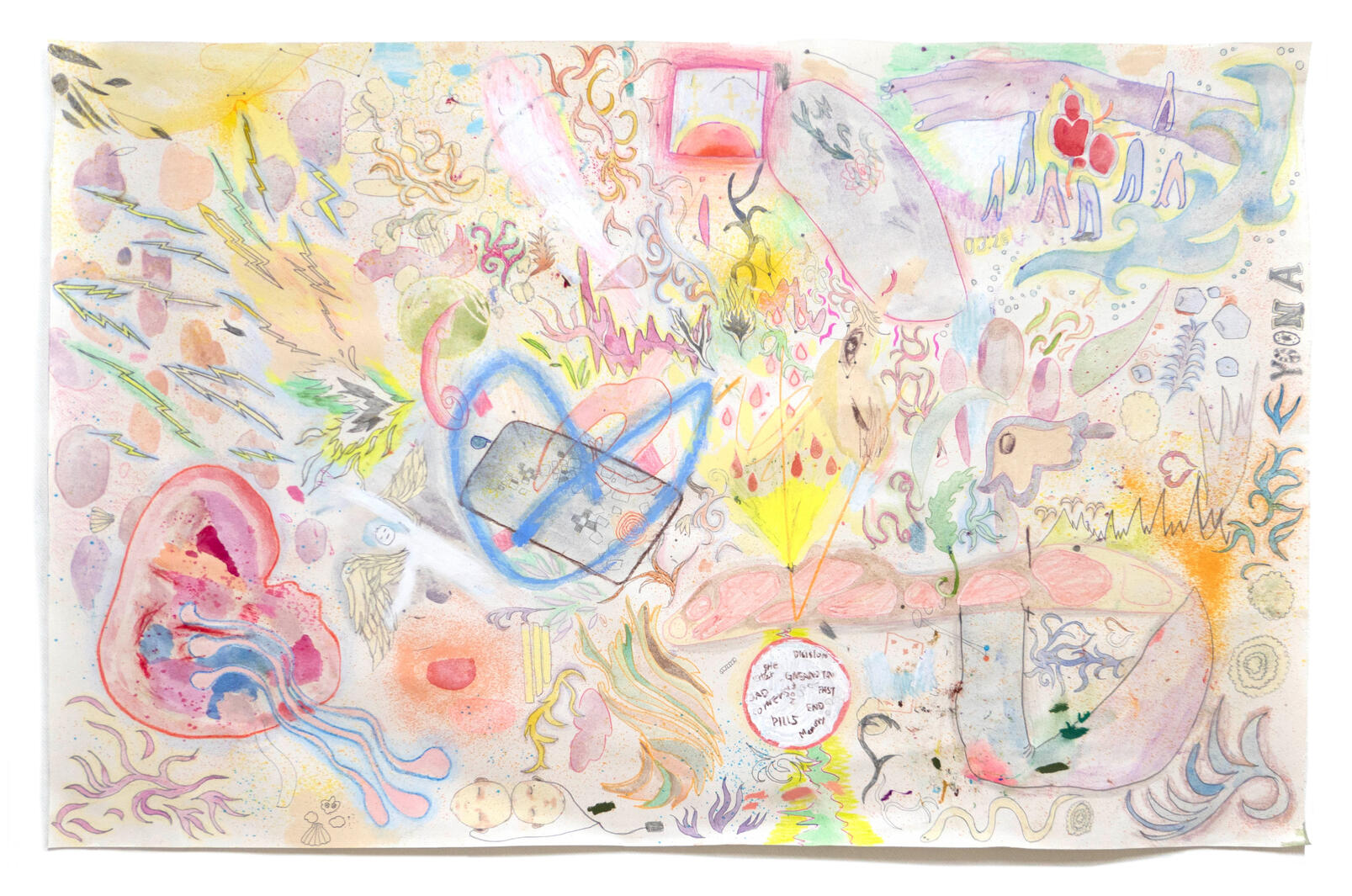 With two years of memory, 45 x 70 cm, Mixed media, Beeswax on paper, 2020