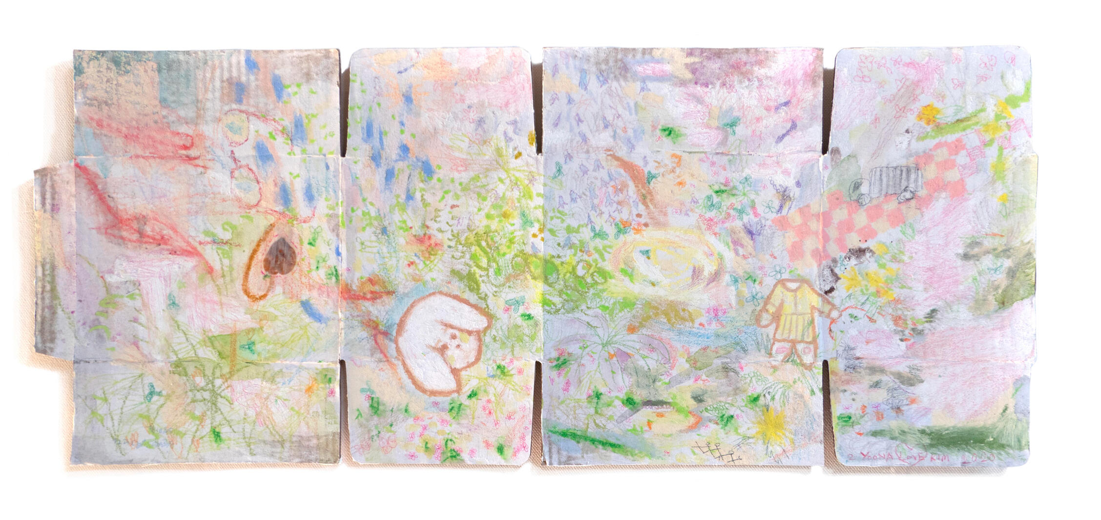 School where everyone disappeared, 30 x 72 cm, Mixed media on cardboard, 2020